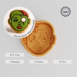 Zombie Boy Cookie Cutter & Stamp Set, 3 Sizes, Halloween Spooky Kid Design, Perfect for Fondant & Cookies PRODUCT_986 3d model