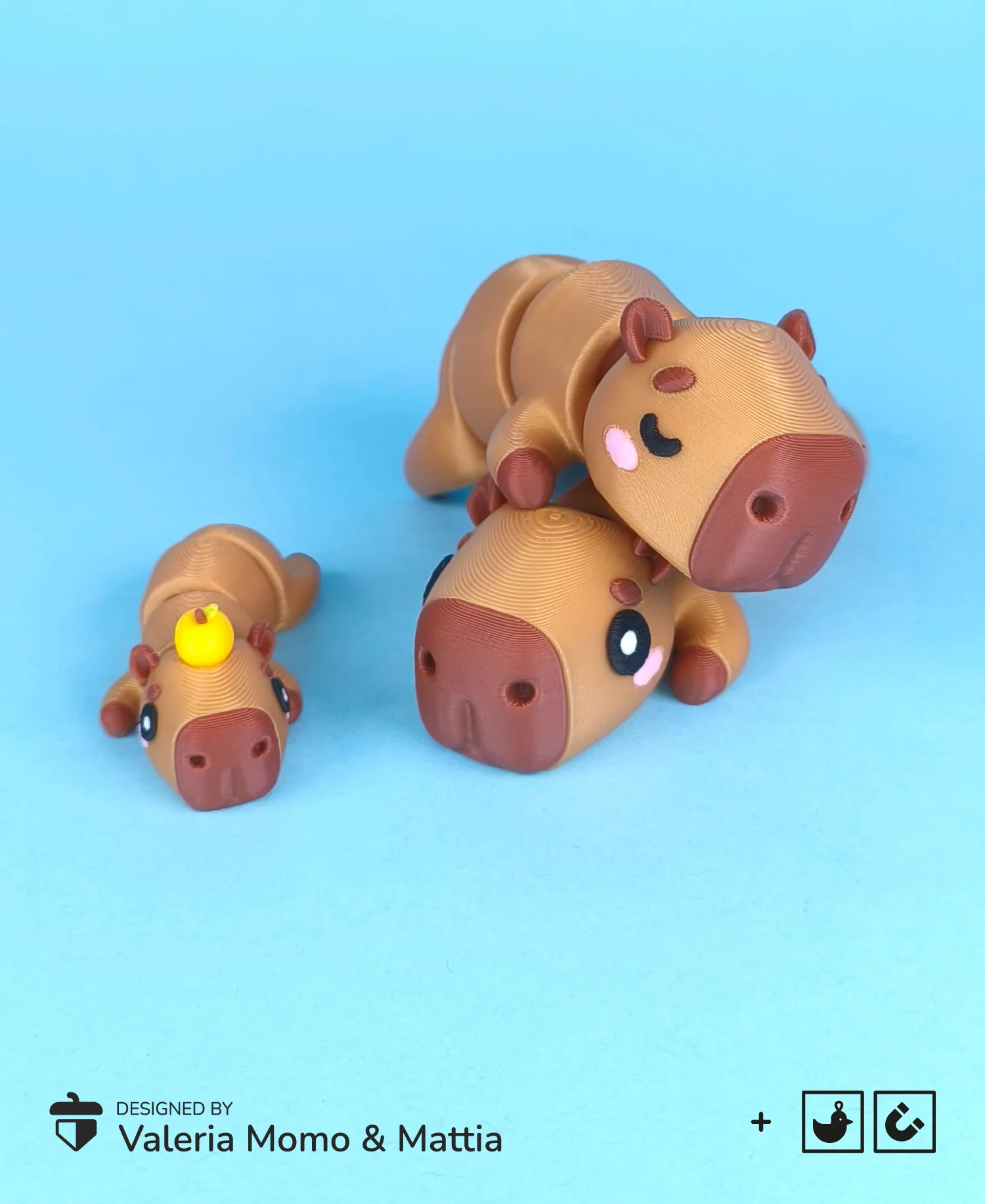Cute Flexi Capybara (Toy, Keychain & Magnet), Mini Animals 水豚 3d model