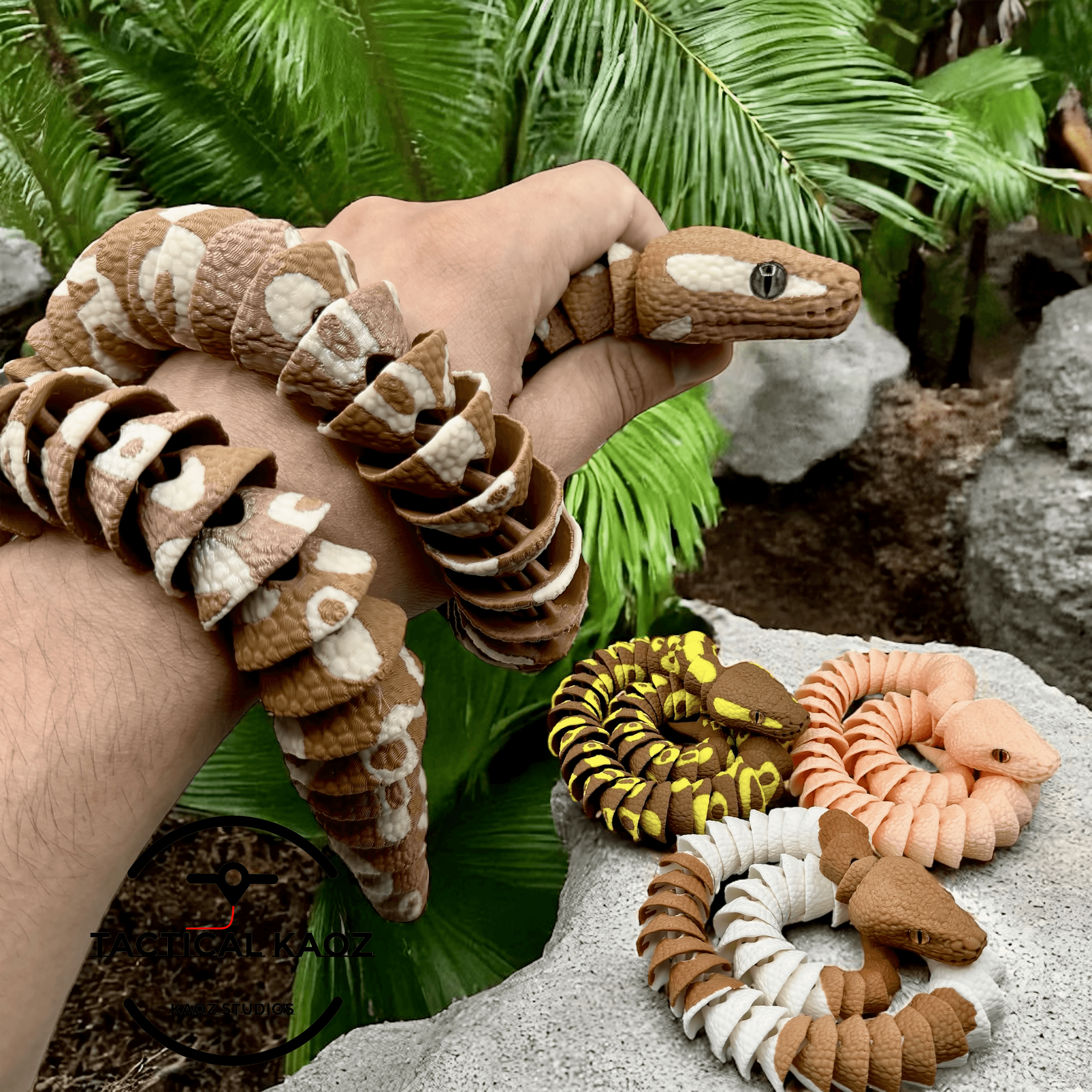 Articulated Ball Python | Pre-Painted + Optional 8mm Glass Eye Version 3d model
