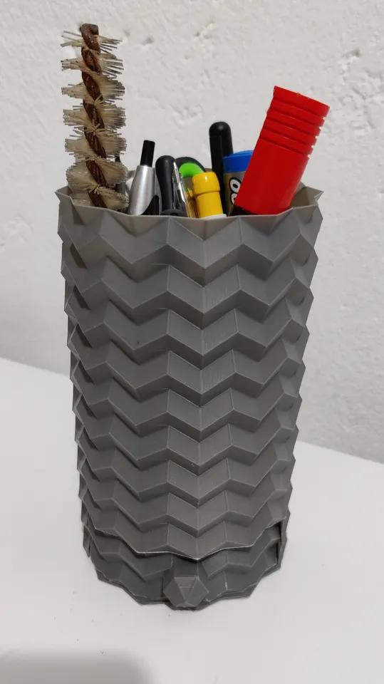 Geometric Origami Pencil pot Pen holder with Drawer 3d model