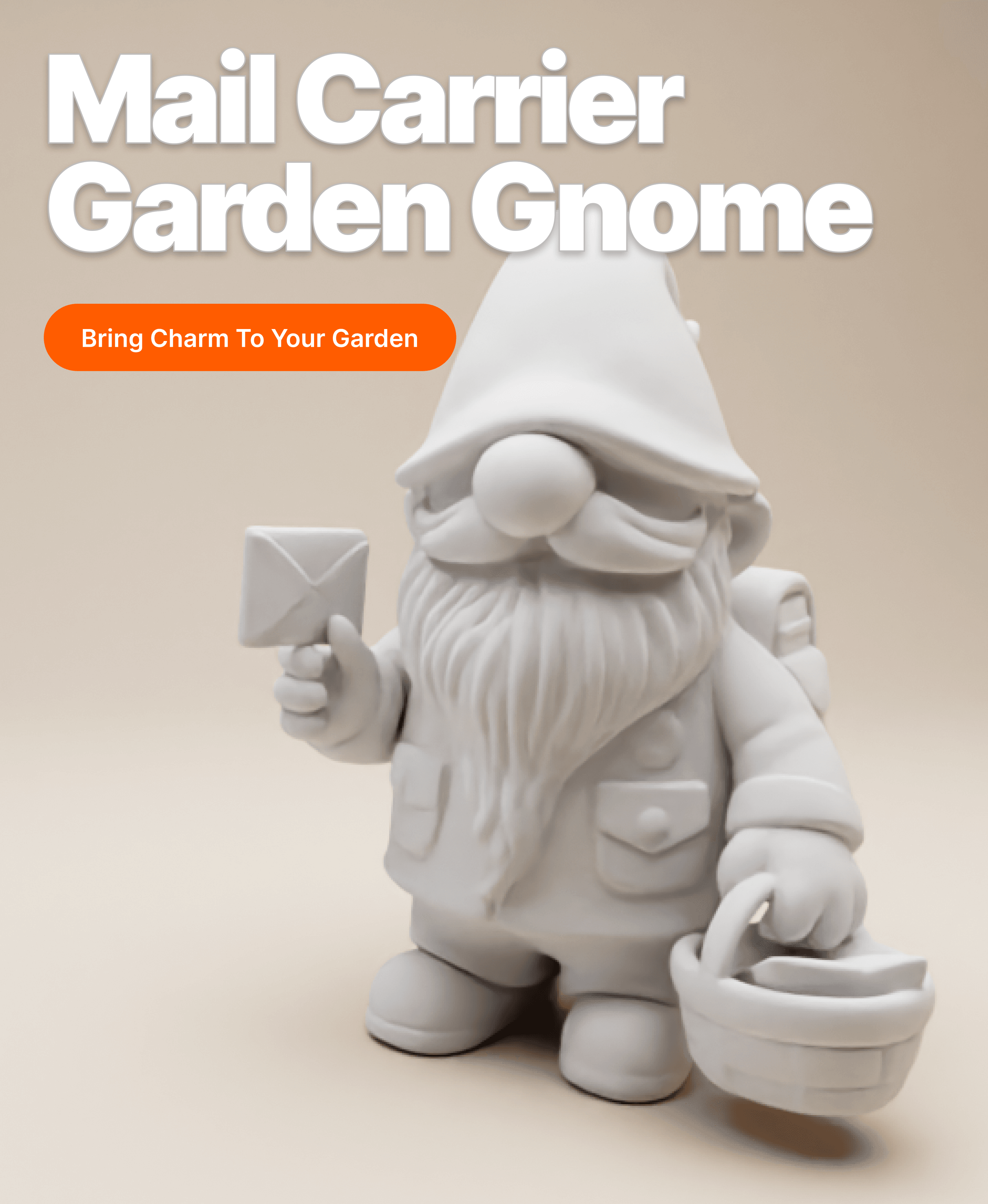 Garden Gnome – Whimsical Mail Carrier 3d model