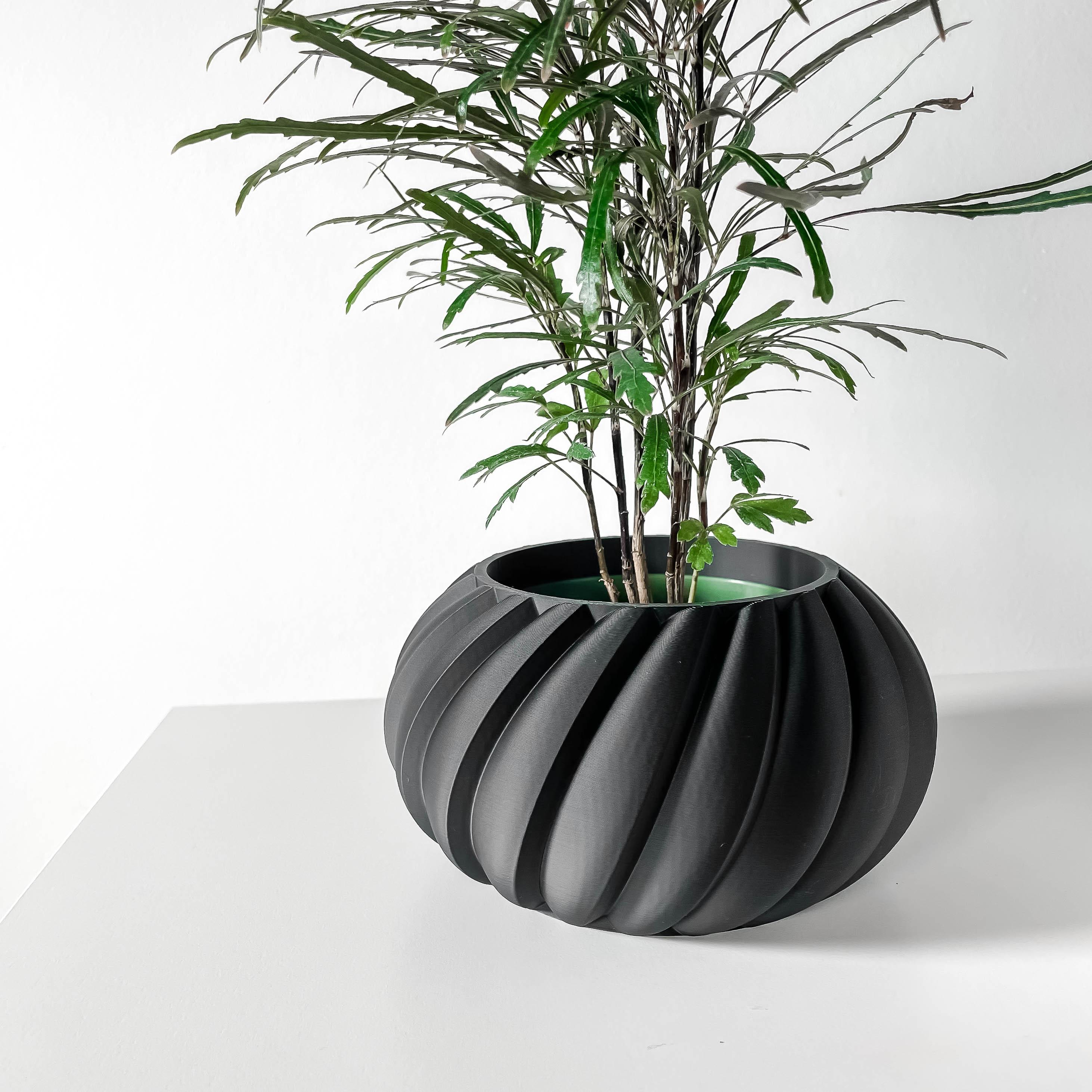 The Oro Planter Pot with Drainage Tray & Stand: Modern and Unique Home Decor for Plants 3d model