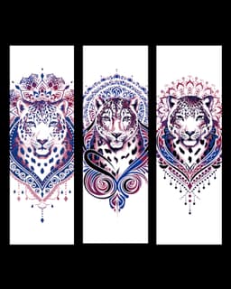 Pink and Blue Jaguar Tattoo designs - set of Bookmarks 3d model