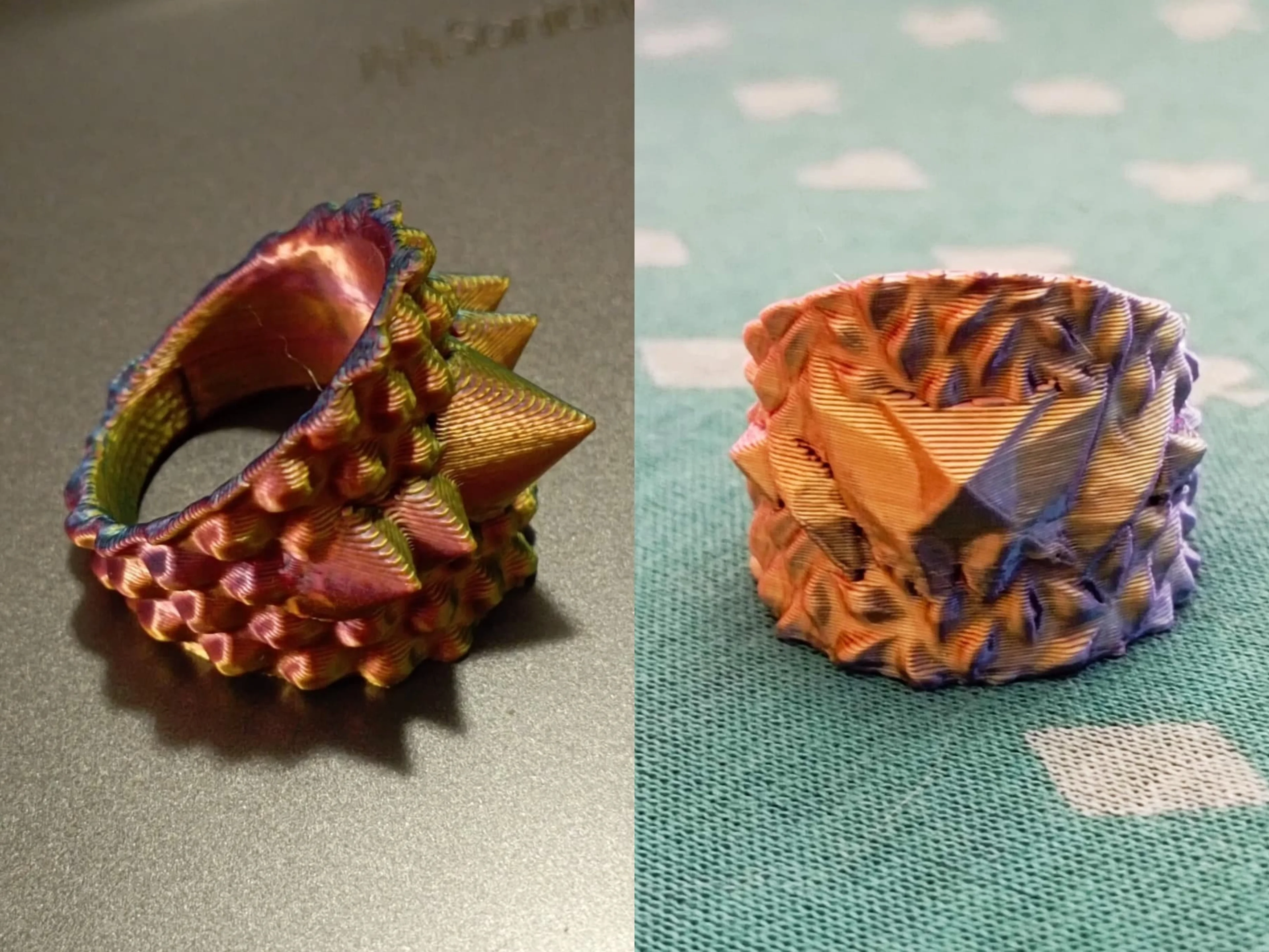 Signet ring Diamond leaves & Signet ring Durian 3d model