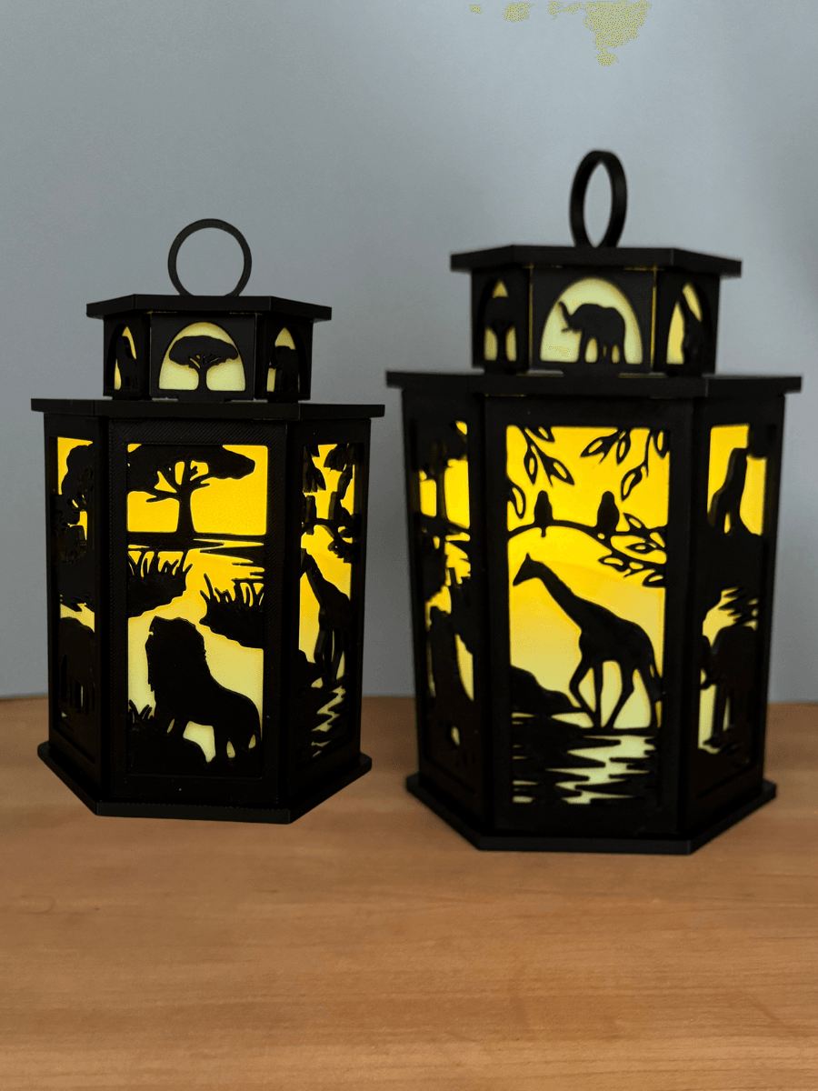 Safari Wildlife Nature Lantern Lamp Decoration Tea Light Candle Holder Home Decor Lamp 3d model