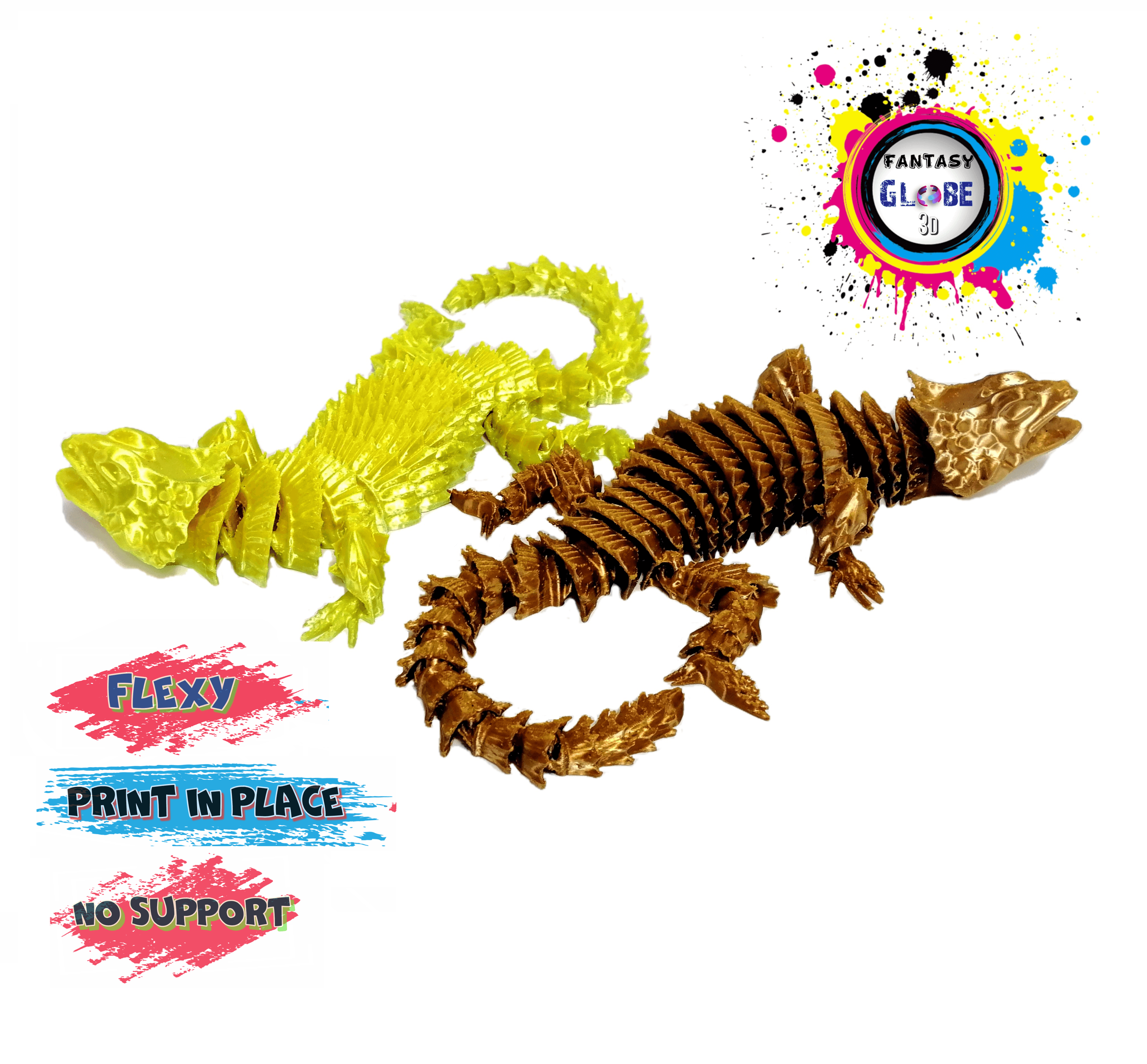 Golden lizard (lazy flexi) 3d model
