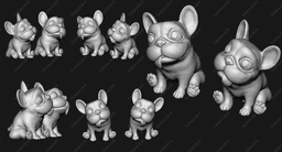 Cute Question French Bulldog 3d model