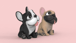 Cute Question French Bulldog 3d model