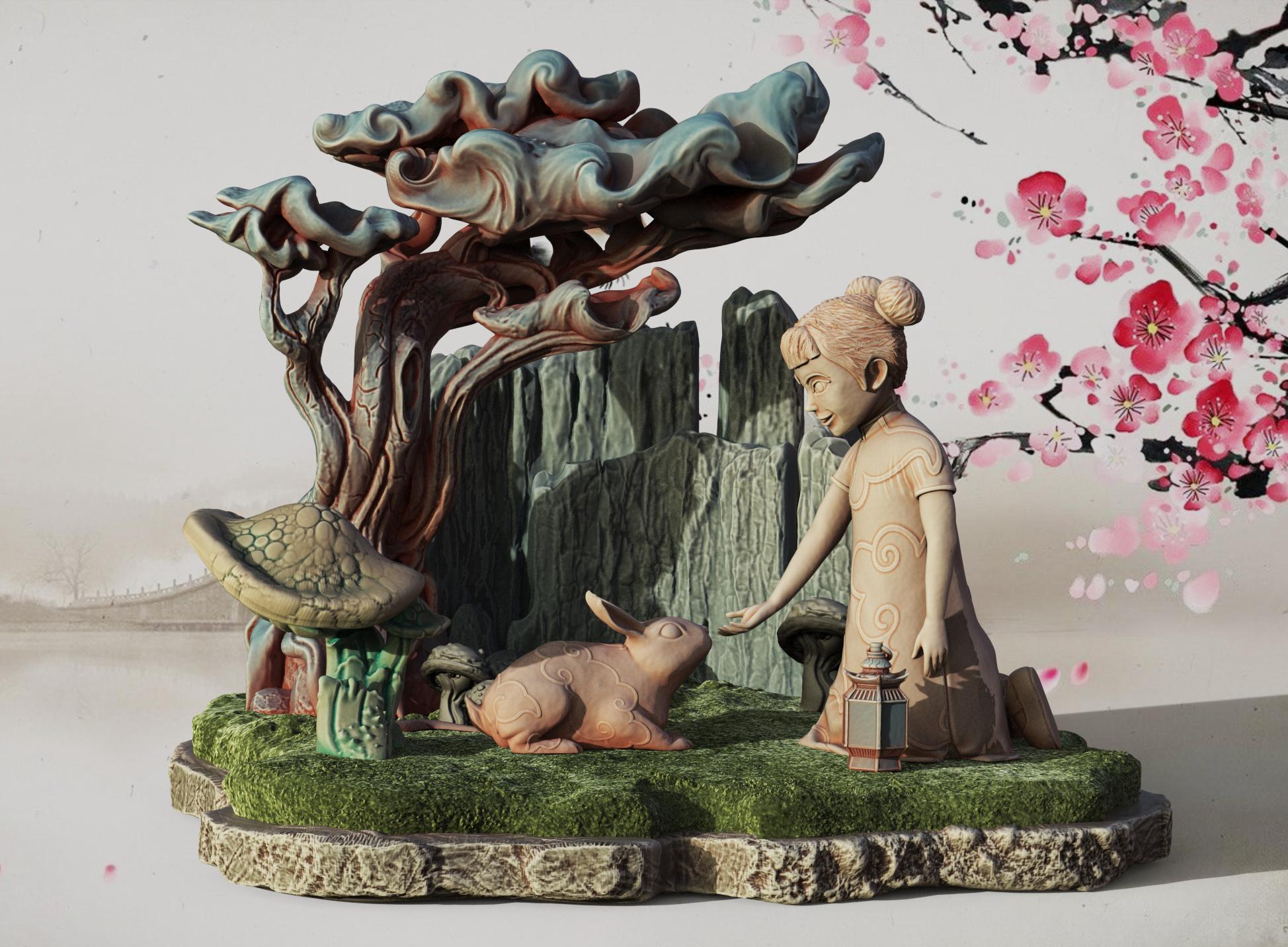Chinese New Year Diorama (Pre-Supported) 3d model