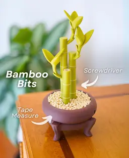 Bamboo Bits - Toolbox on your Table - Screwdriver, Tape measure, Tool Storage 3d model