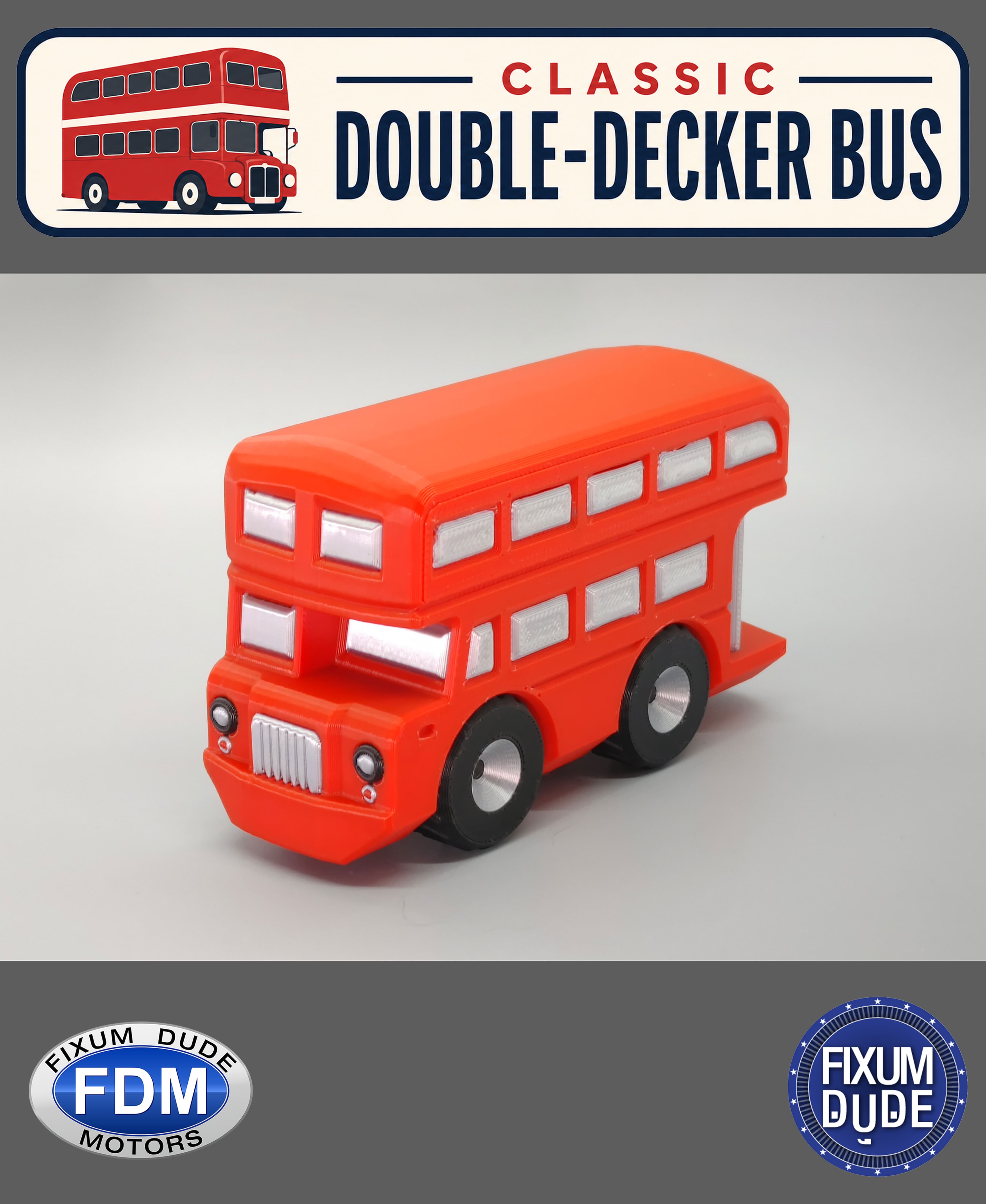 Fixum Dude Motors PiP Classic Double-Decker Bus 3d model