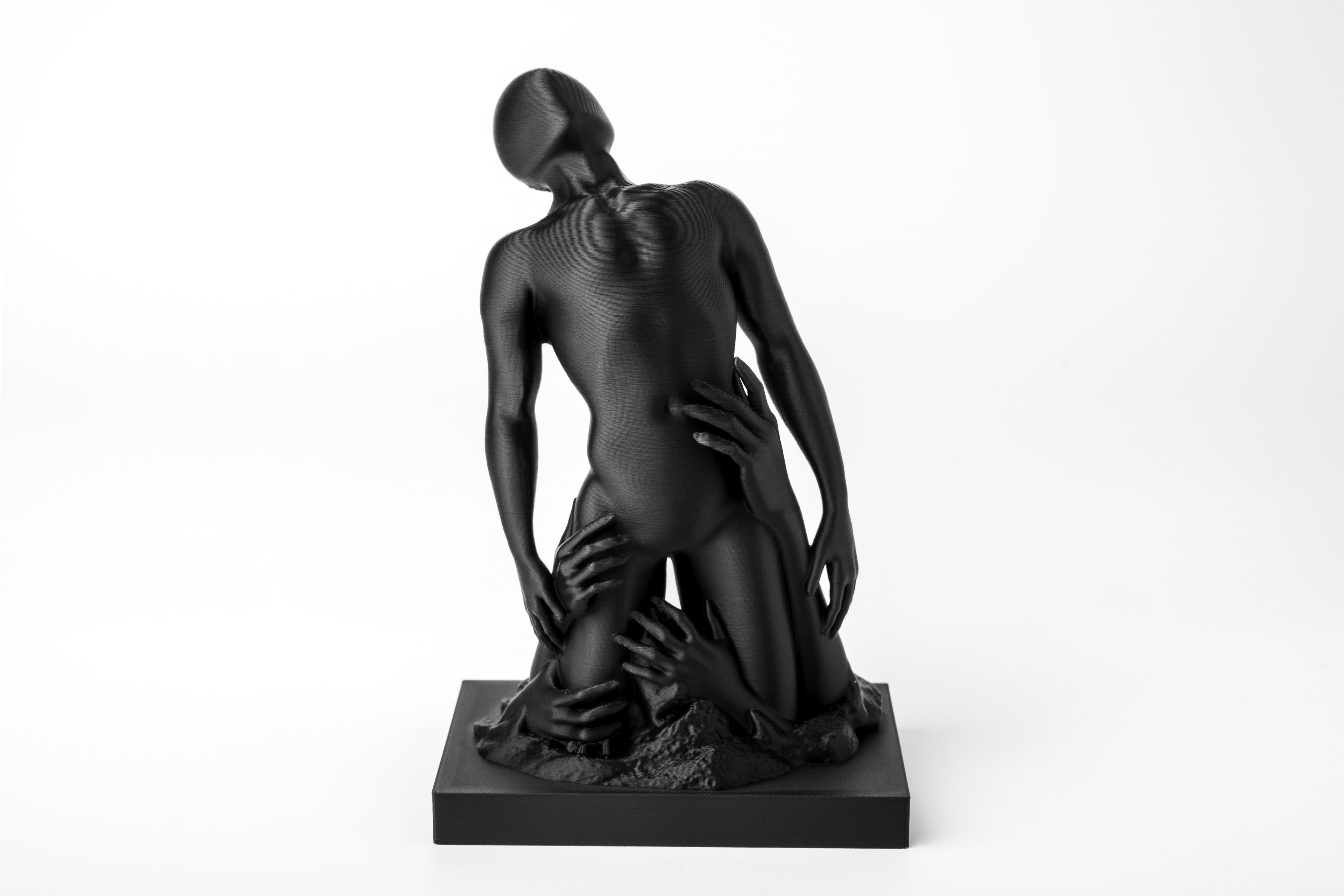 Embrace of Shadows Surreal Black Sculpture 3d model