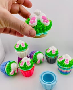 Cupcake Container -Easter Bunny Butt in Grass 3d model