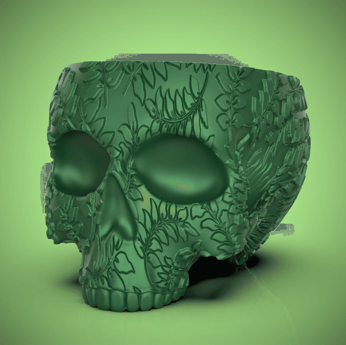 Fern Skull Planter-Bowl 3d model