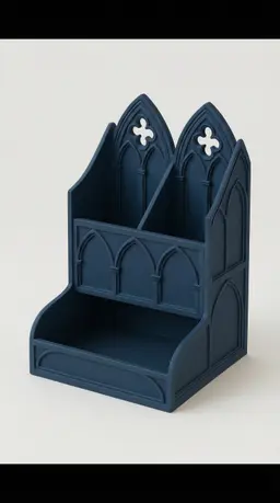 Gothic Cathedral Desk Organizer - Stationery Caddy 3d model
