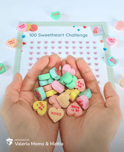 The 100 Sweet Hearts Challenge + PDF, Valentine's Day Game 3d model