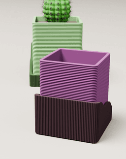 Ribbed Plant Pot with Drainage Area 3d model