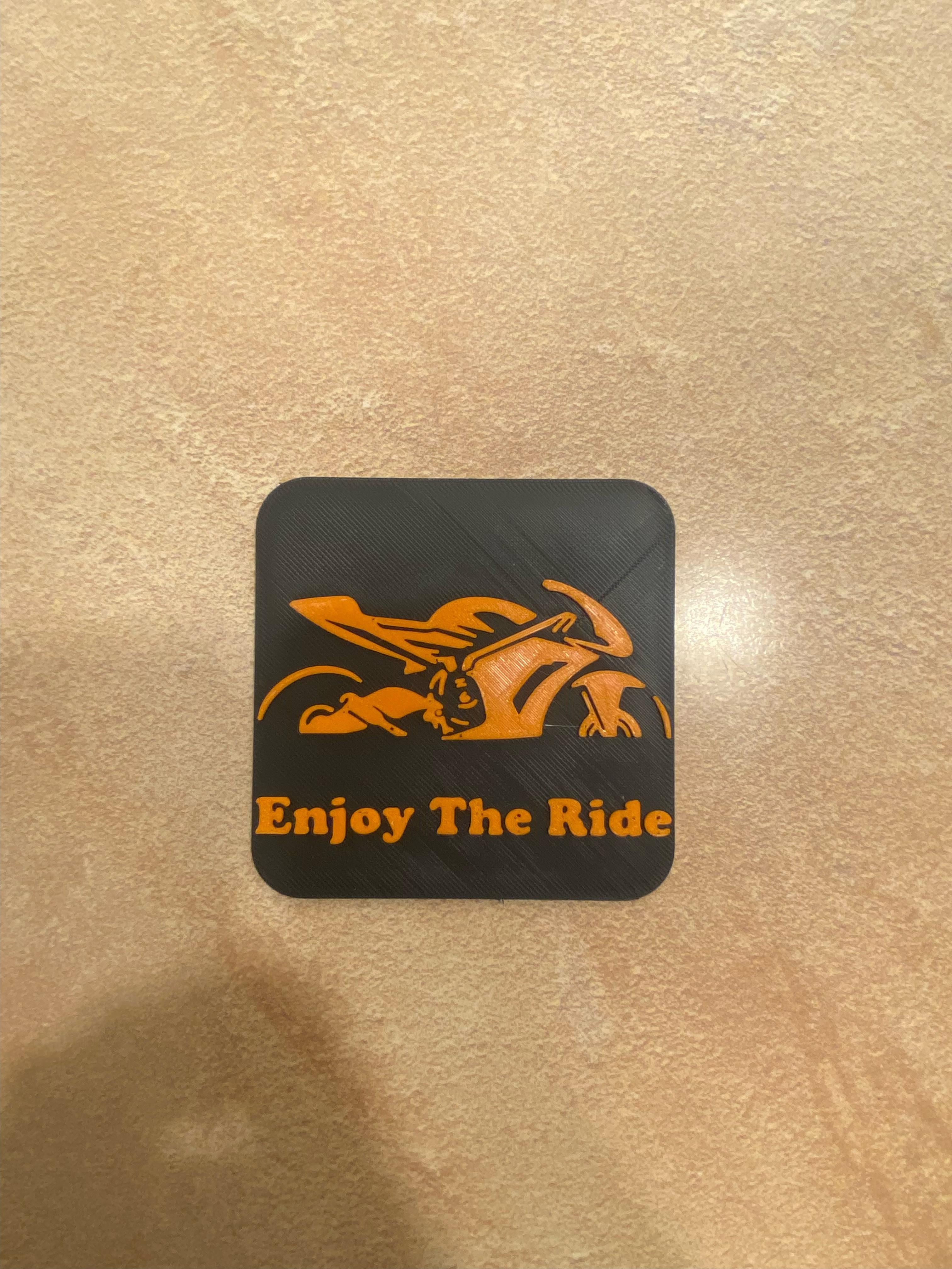 enjoy the ride motorcycle themed beverage coaster 3d model