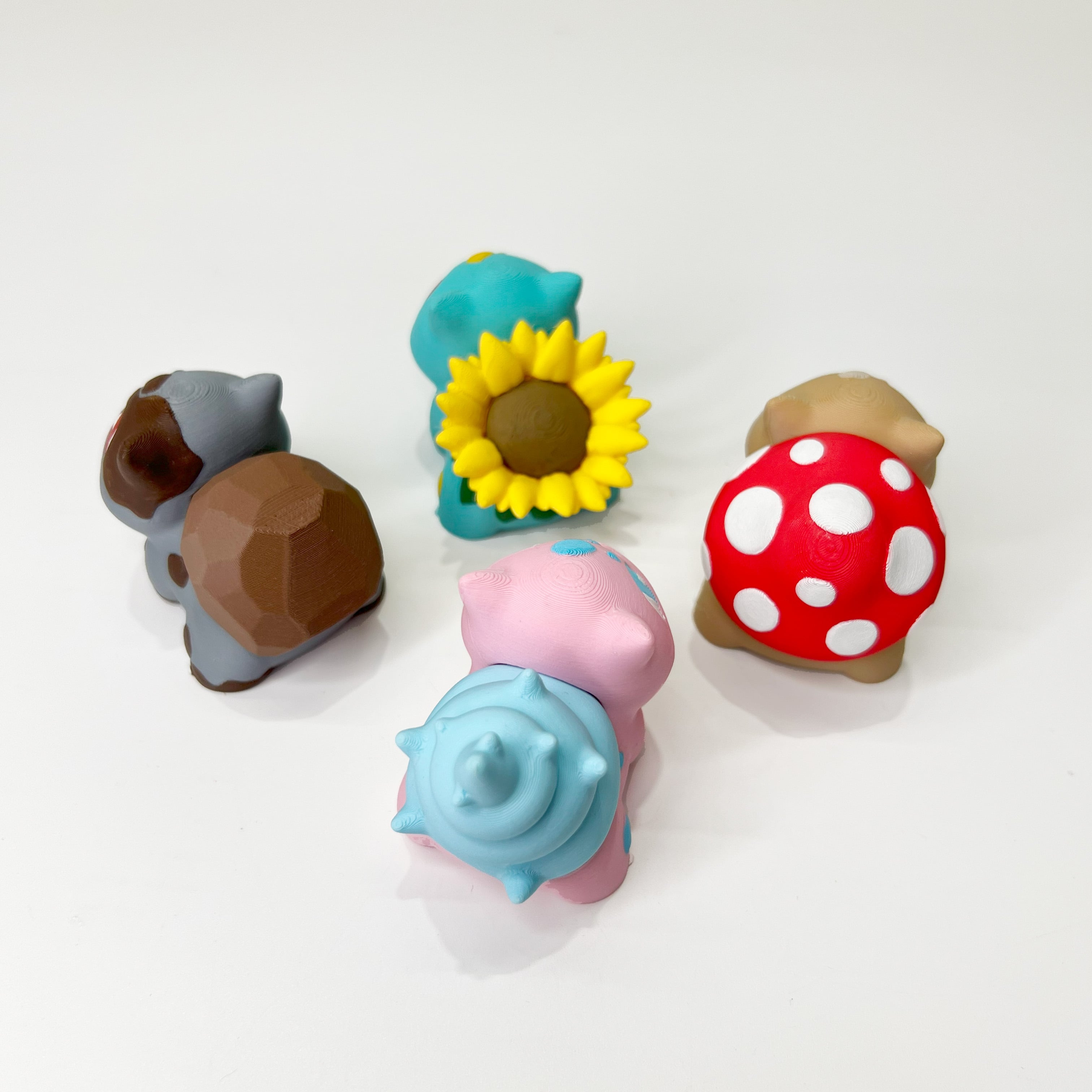 Bulbasaur Rock, Shell, Mushroom and SunFlower 3d model