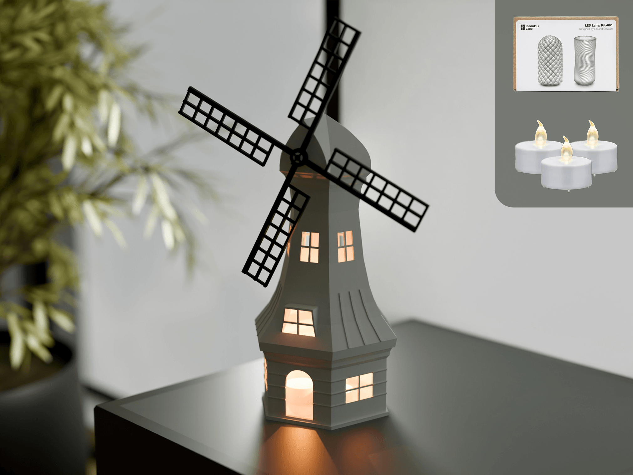 Dutch Windmill LED_Lampenset & tea light Holder 3d model