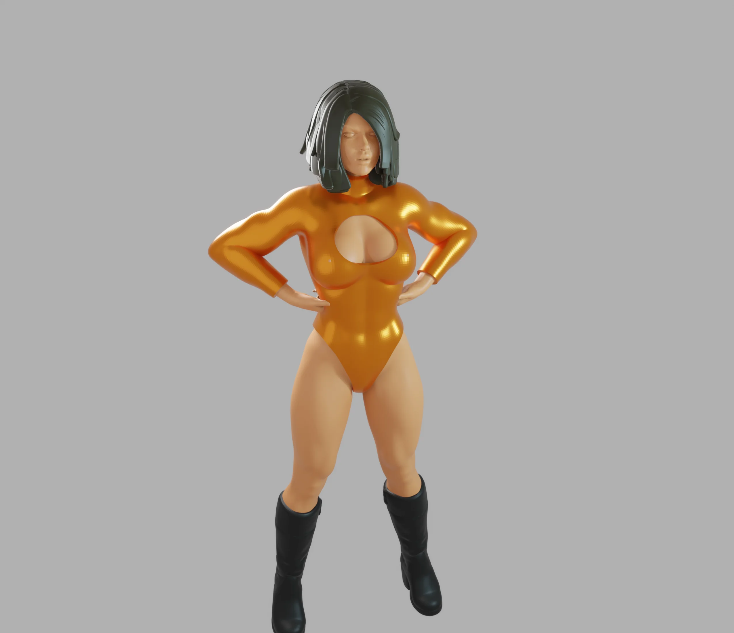 Hero Girl in a Powerful Stance v2 3d model