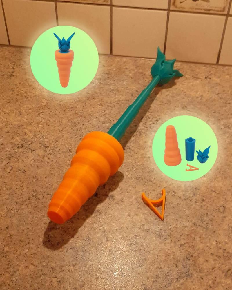 Easter Carrot Sword - the Collapsible sword hidden in a peaceful veggy! (NO AMS required -multipart) 3d model