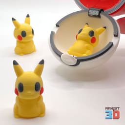 3D Printable Chibi Pikachu With Print in Place Pokeball 3d model
