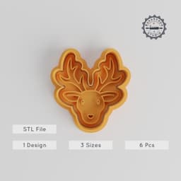 Deer Cookie Cutter & Stamp Set, Winter & Forest Designs, 3 Sizes (S/M/L), Perfect for Cookies & Fondant, Animal Cute Collection PRODUCT_5551 3d model