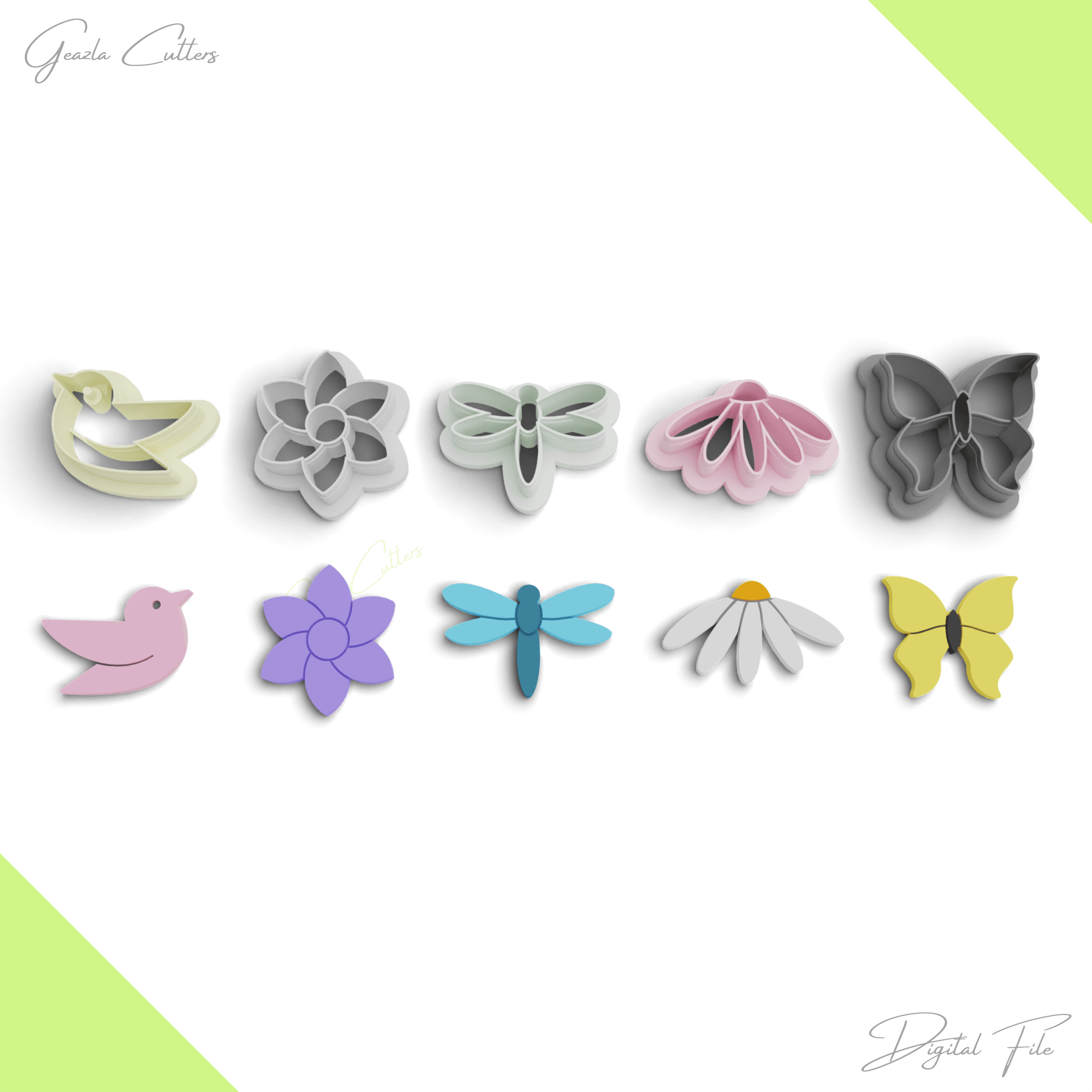 Spring Polymer Clay Cutter Package, 5 Models, 2 Cutter Version, 5 Sizes Included, No: 1092 3d model