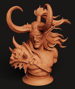 Illidan Stormrage Bust STL | Demon Hunter 3D Print | Warcraft Art 3d model