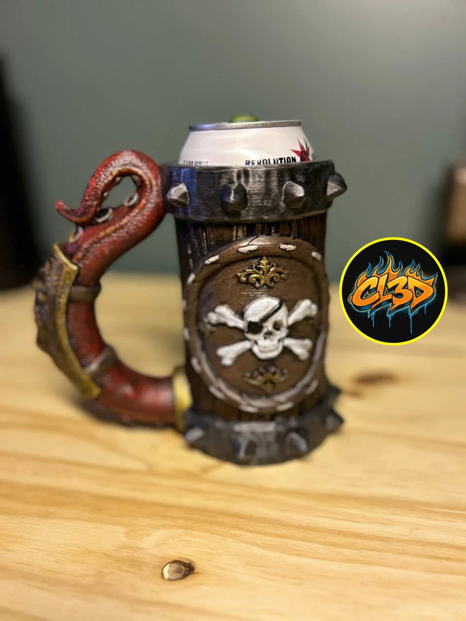 Pirate Tavern Stein Can Koozie with Siren Tentacle Handle 3d model