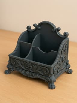 Ornate Baroque Desk Organizer - Vintage Filigree Stationary & Pen Holder 3d model