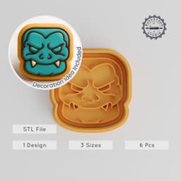 Monster Shape Cutter & Stamp Set, Halloween Cookie & Fondant Tools, 6-Piece, Scary Emoji & Horror Icon Designs, S/M/L Sizes PRODUCT_985 3d model