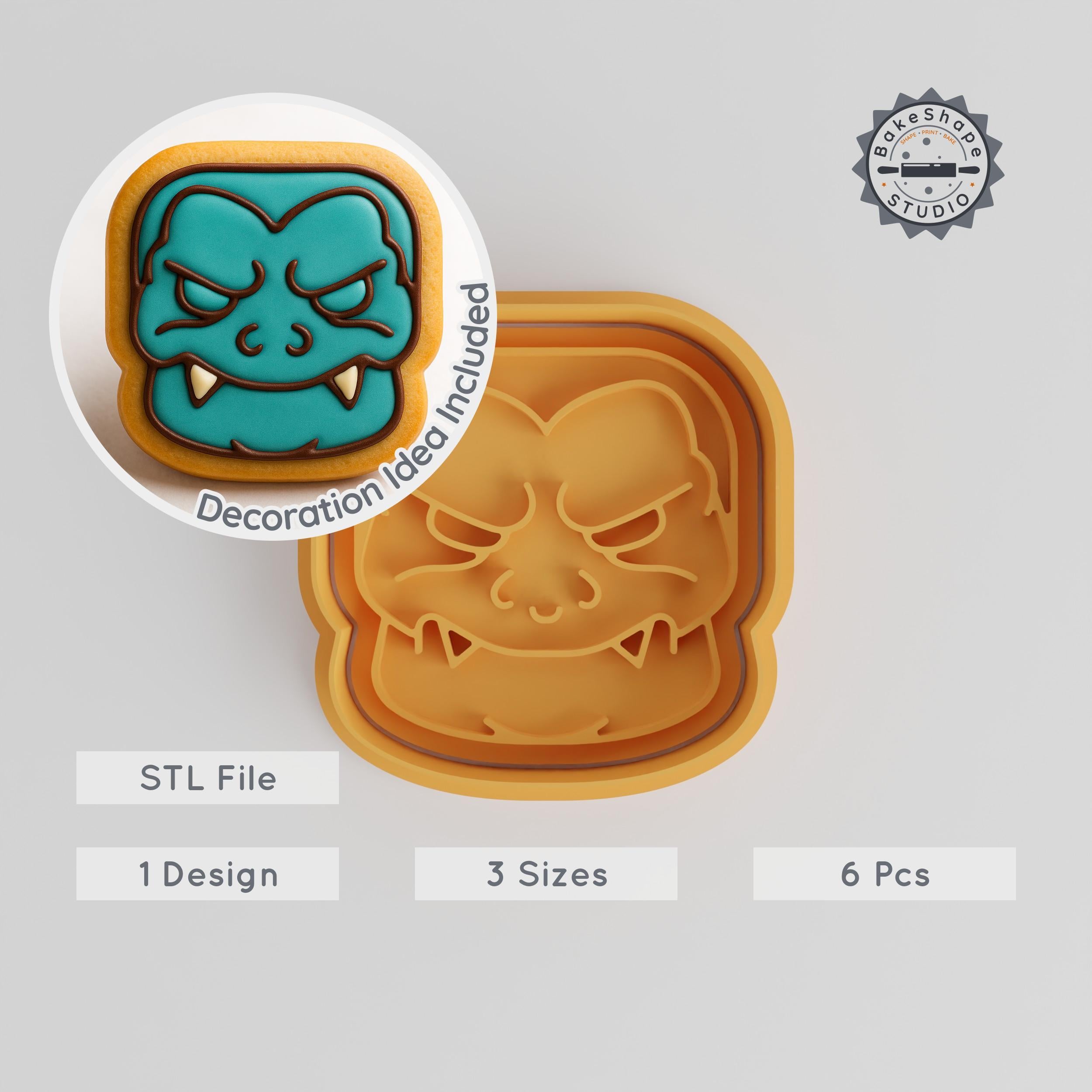 Monster Shape Cutter & Stamp Set, Halloween Cookie & Fondant Tools, 6-Piece, Scary Emoji & Horror Icon Designs, S/M/L Sizes PRODUCT_985 3d model