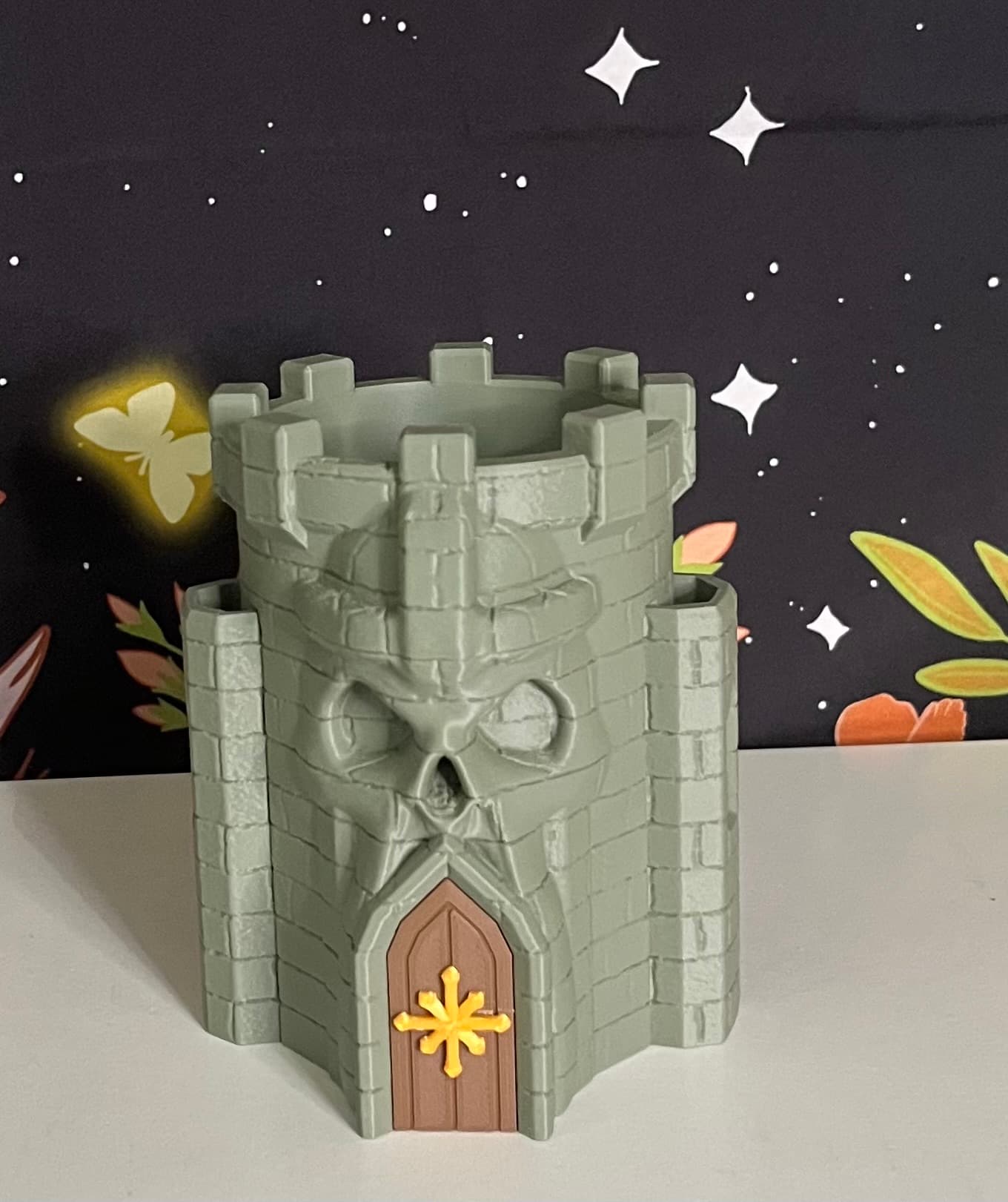 Printed in Polymaker Matte Muted Green, Matte Earth Brown and Gold Silk PLA.