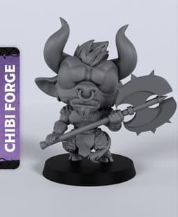 Chibi Minotaur - With Free Dragon - 5e DnD Inspired for RPG and Wargamers 3d model