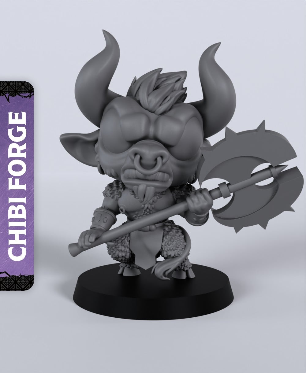 Chibi Minotaur - With Free Dragon - 5e DnD Inspired for RPG and Wargamers 3d model