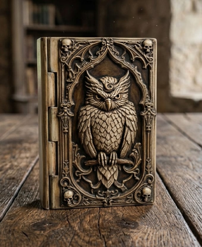 Gothic Owl Book Box 3d model