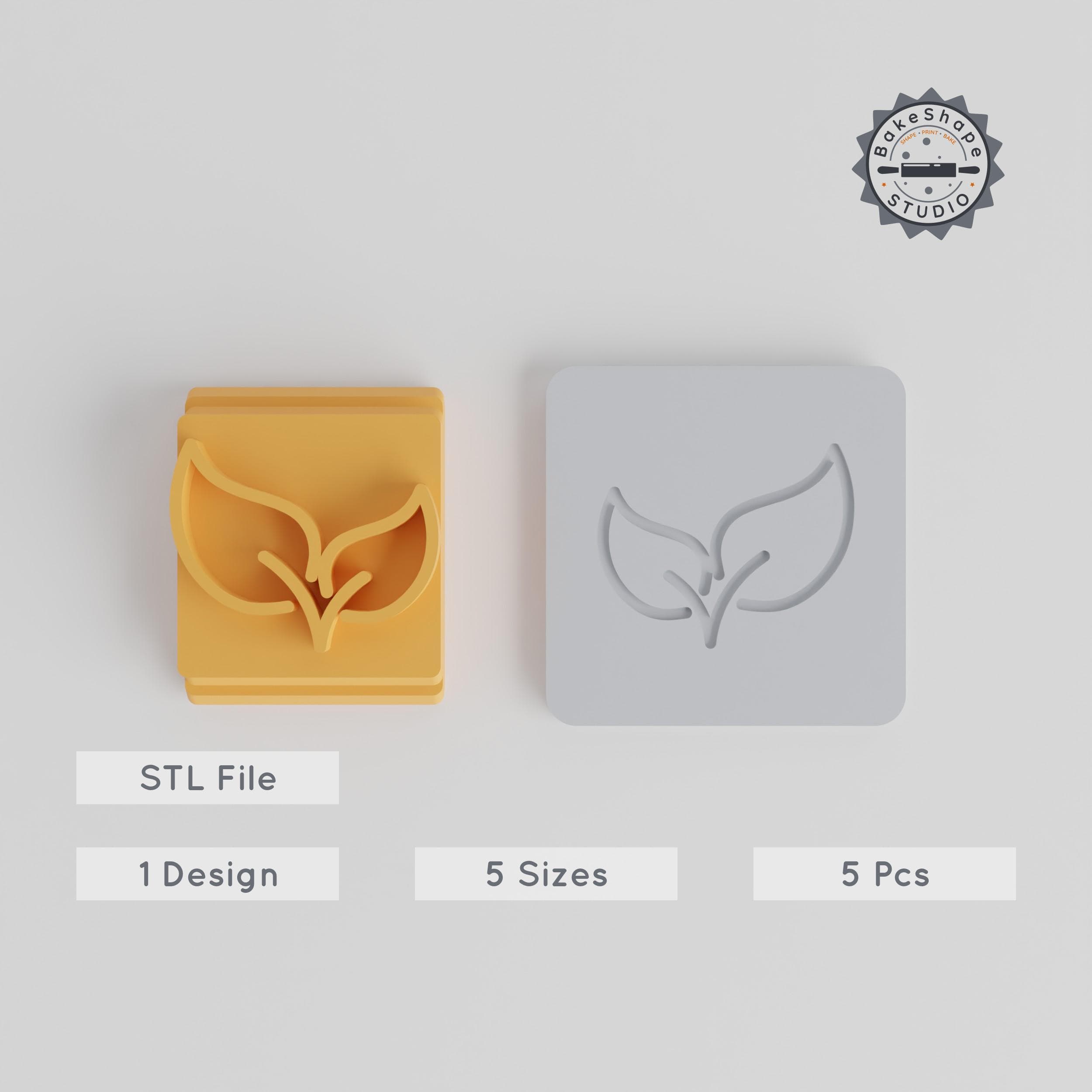 Leaf Stamp Tile Set, 5 Sizes, Nature Motif for Clay, Cookies & Fondant, Versatile Botanical Design, Perfect for Crafting PRODUCT_5012 3d model