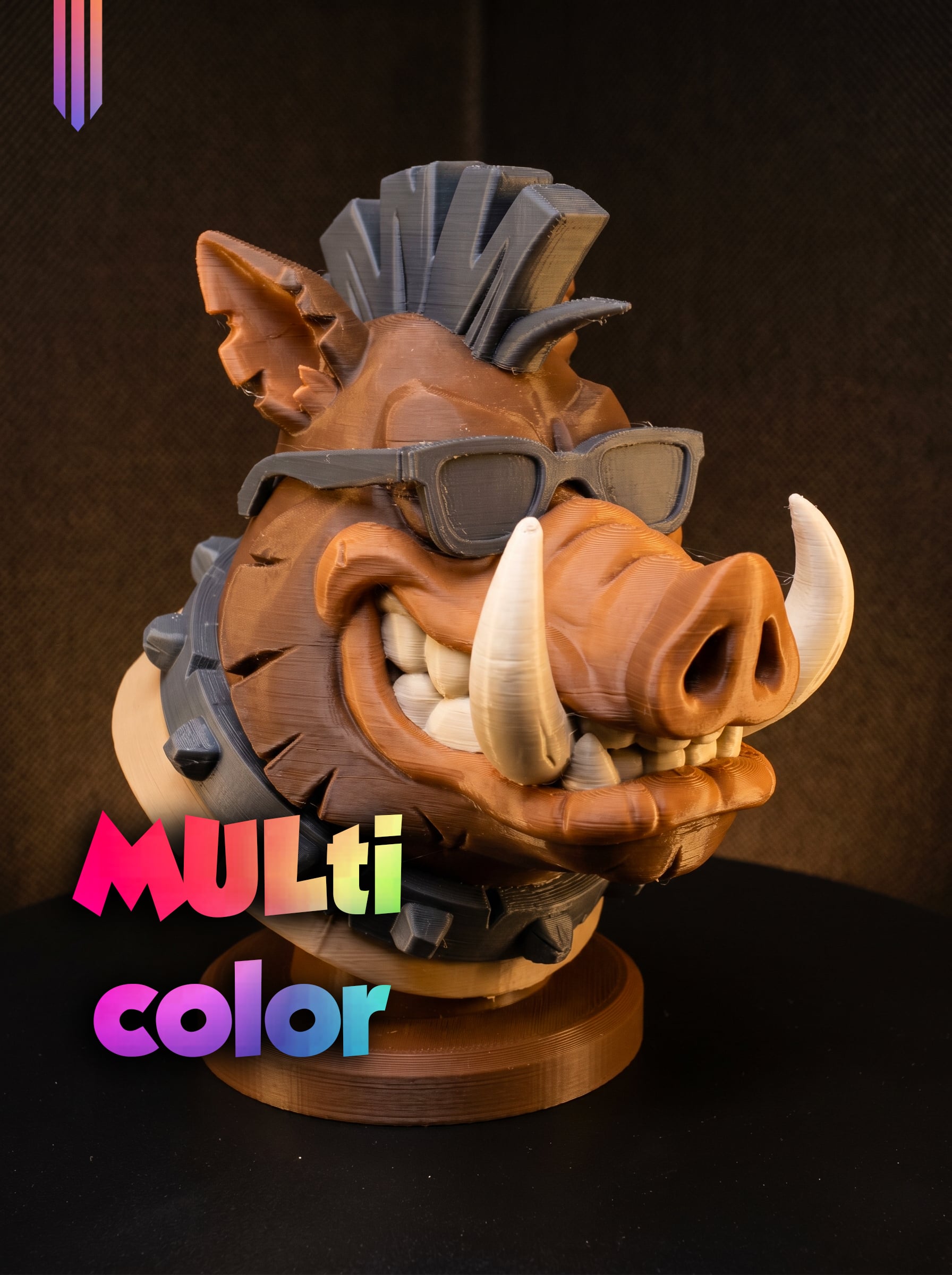 Punk Warthog Bust 3MF | Character Decor Multi-Color | HighDetail 3d model