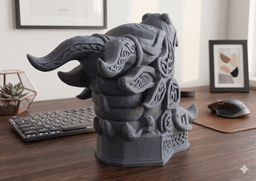 Celtic Dragon Candle Holder, Viking Dragon Tealight Holder, Nordic Dragon Decor, 3D Printed Fantasy 3d model