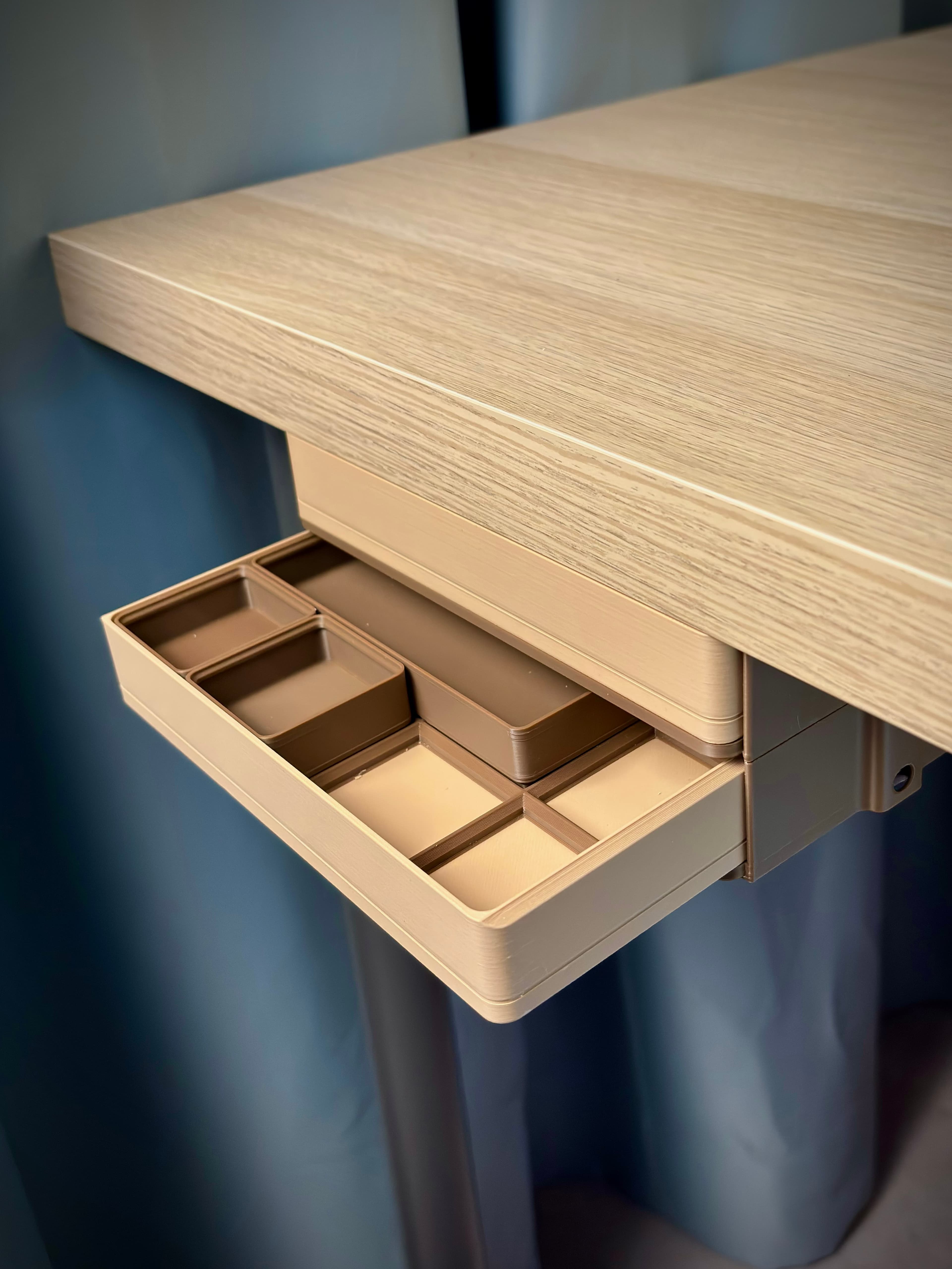 Modular Under Desk Drawer 2x4 Gridfinity | Push Lock 3d model