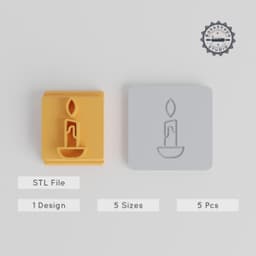 Candle Stamp Tile Set, 5 Motif Sizes for Clay & Cookies, Decorative Candle Designs, Perfect for Fondant & Soft Materials PRODUCT_3790 3d model