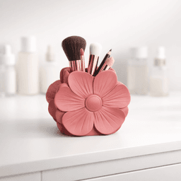 Flower Makeup Organizer | Floral Elegant Cosmetic Brush Holder & Vanity Storage 3d model