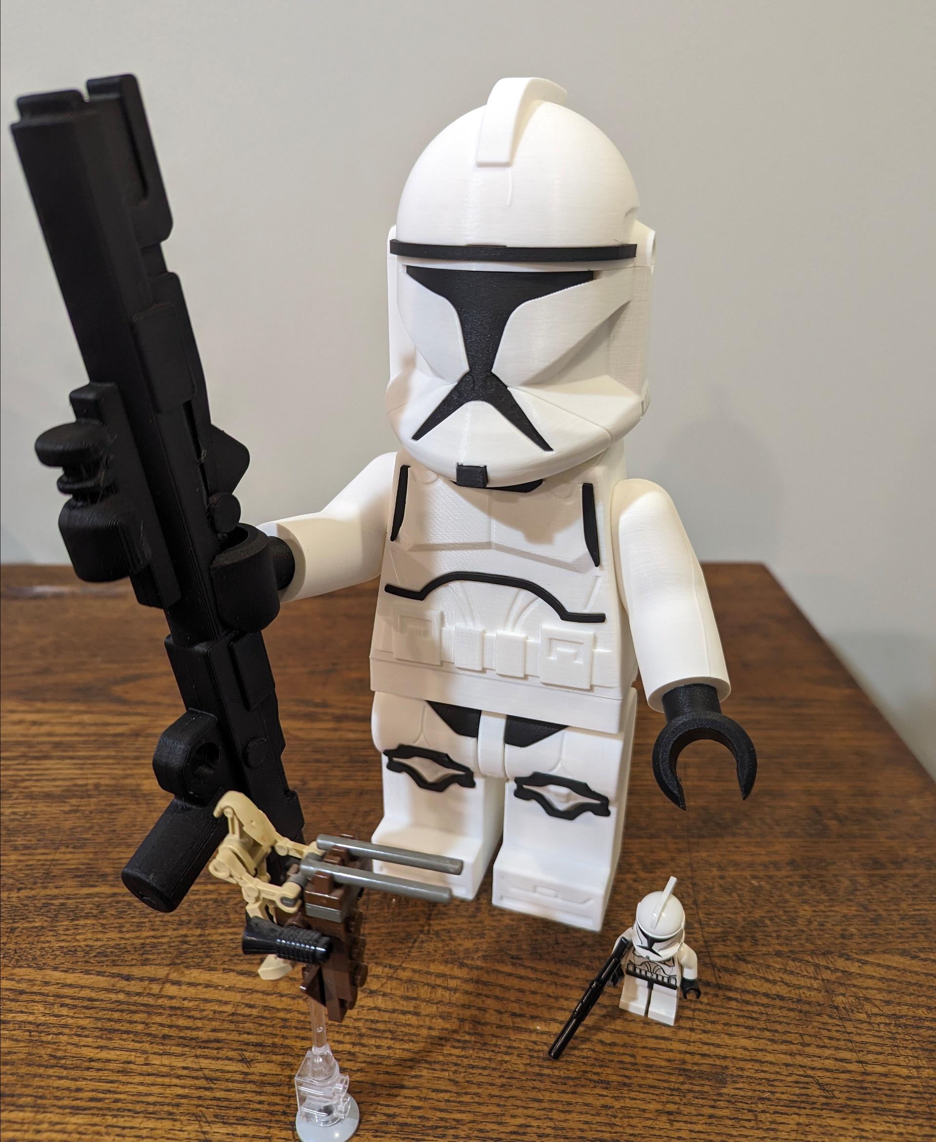 Clone Trooper - Phase I (6:1 LEGO-inspired brick figure, NO MMU/AMS, NO supports, NO glue) - Polymaker PolyLite White
ProtoPasta Matte Black Fiber - 3d model
