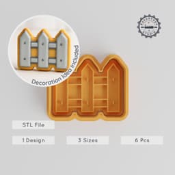 Fence Shape Cutter & Stamp, Cookie & Fondant Tool, 3 Sizes, 6 Piece Set PRODUCT_566 3d model