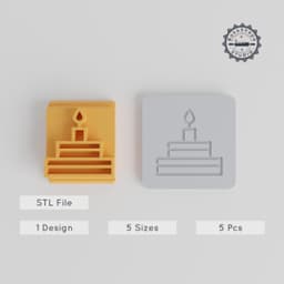 Birthday Cake Stamp Tile, 5 Motif Sizes, Perfect for Clay, Cookie & Fondant Projects, Celebration Design, Party and Celebration Icons Collection PRODUCT_4561 3d model