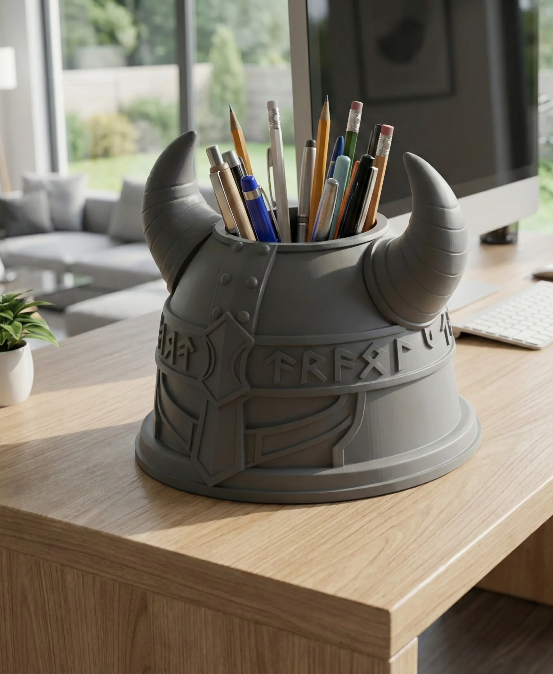 Viking Helmet Pen Holder .stl 3d model