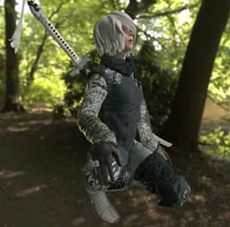 Kneeling Fantasy Warrior Girl with Sword 3d model