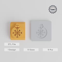 Set of 5 Festive Bauble Stamp Tiles, Motif Sizes 20-40mm, Perfect for Clay, Cookie & Fondant Decorations PRODUCT_3490 3d model